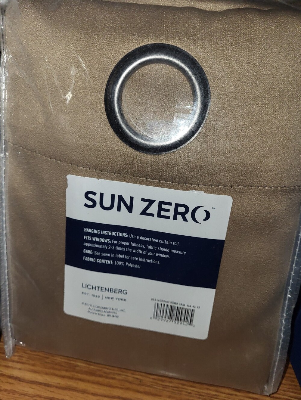 NIB SUN ZERO Grommet Blackout Curtains Lichtenberg Norway 80x63 Panel, Gold